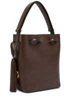 Valentino Drawstring Tassel-embellished Leather Shoulder bag - Dark Brown - One Size