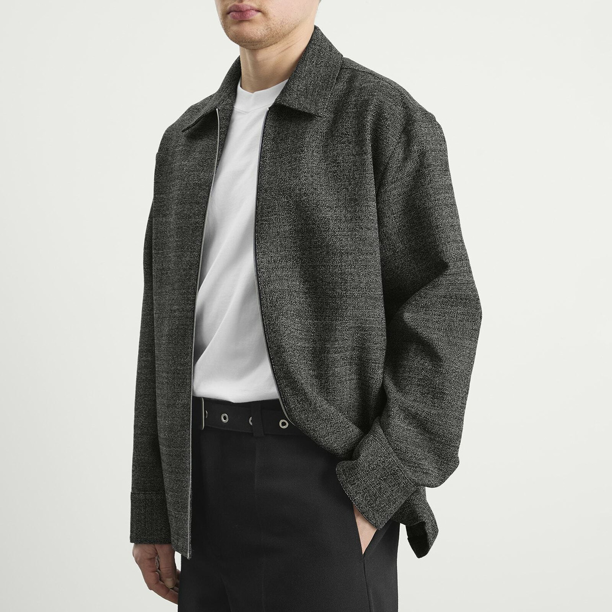 Jil Sander Men's Zip Outershirt in Crow Jil Sander