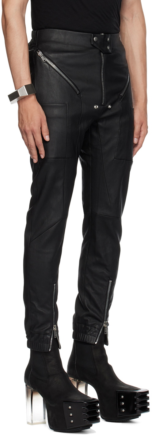 Rick Owens Black Easy Strobe Leather Pants Rick Owens