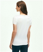 Brooks Brothers Women's Pique Cotton Needlepoint Tennis T-Shirt | White