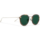 Eyevan 7285 - Round-Frame Tortoiseshell Acetate and Gold-Tone Titanium Sunglasses - Green