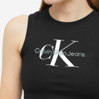 Calvin Klein Women's Monologo Rib Tank Top in Ck Black