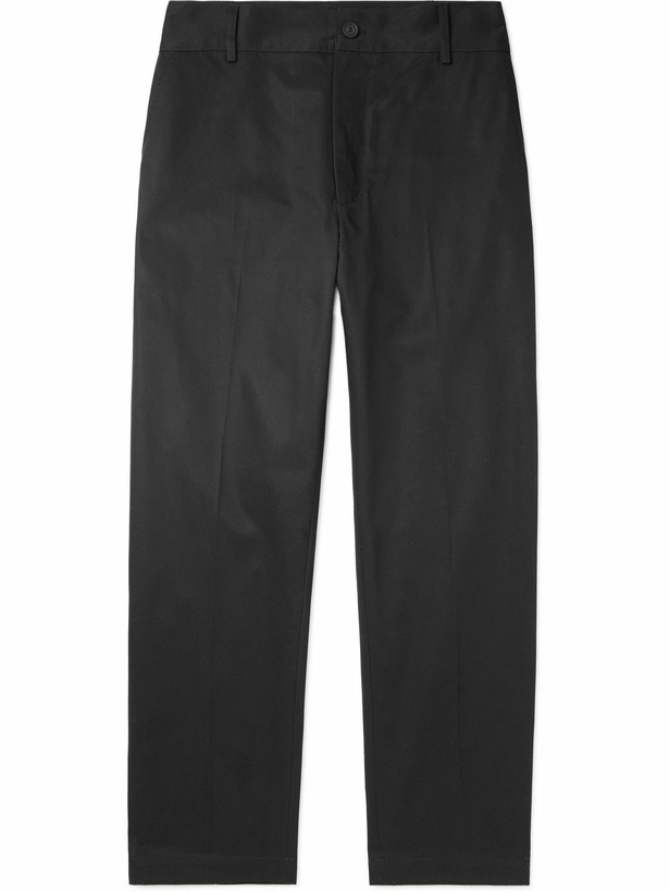 Photo: Maison Kitsuné - Cropped Tapered Cotton-Gabardine Chinos - Black