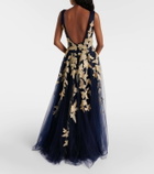 Costarellos Arcangela appliqué tulle gown
