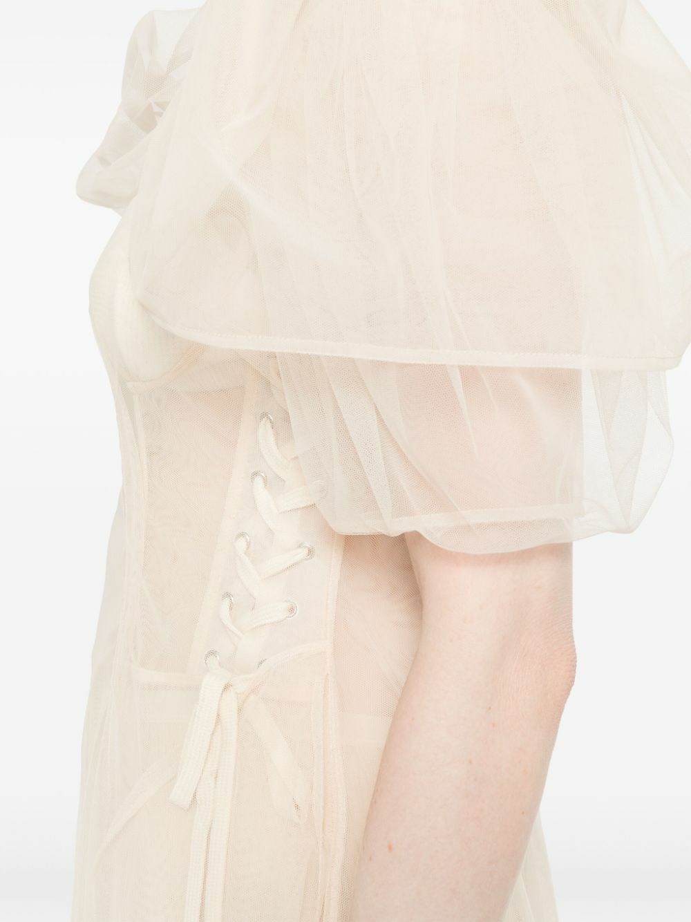 Simone Rocha Neutral Short-Sleeve Sheer Dress Simone Rocha