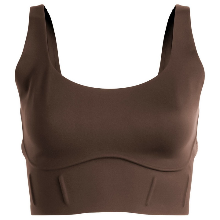 Photo: Nike Women's x SKIMS Matte Corset Longline Bra in Dark Sepia