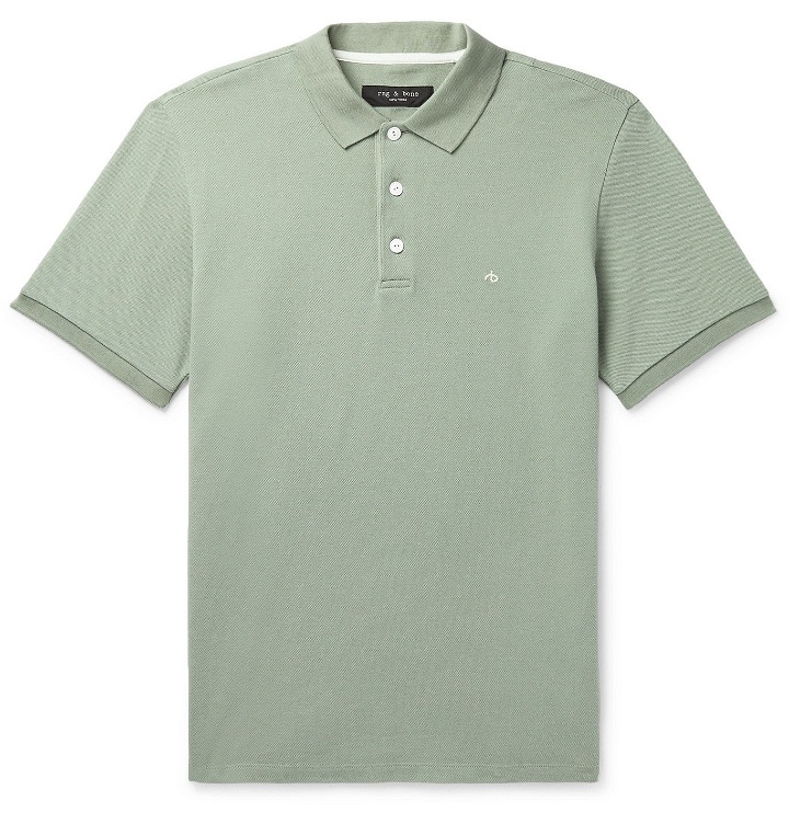 Photo: RAG & BONE - Cotton-Blend Piqué Polo Shirt - Green