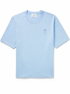 AMI PARIS - Logo-Embroidered Cotton-Jersey T-Shirt - Blue