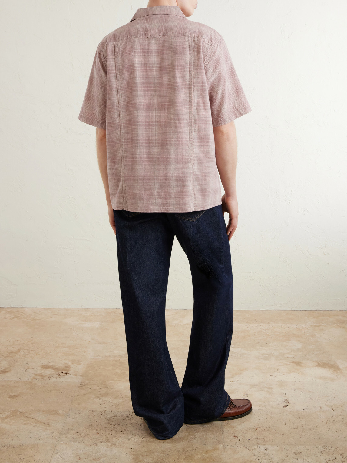 Corridor - Convertible-Collar Checked Cotton and Linen-Blend Shirt - Pink