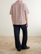 Corridor - Convertible-Collar Checked Cotton and Linen-Blend Shirt - Pink