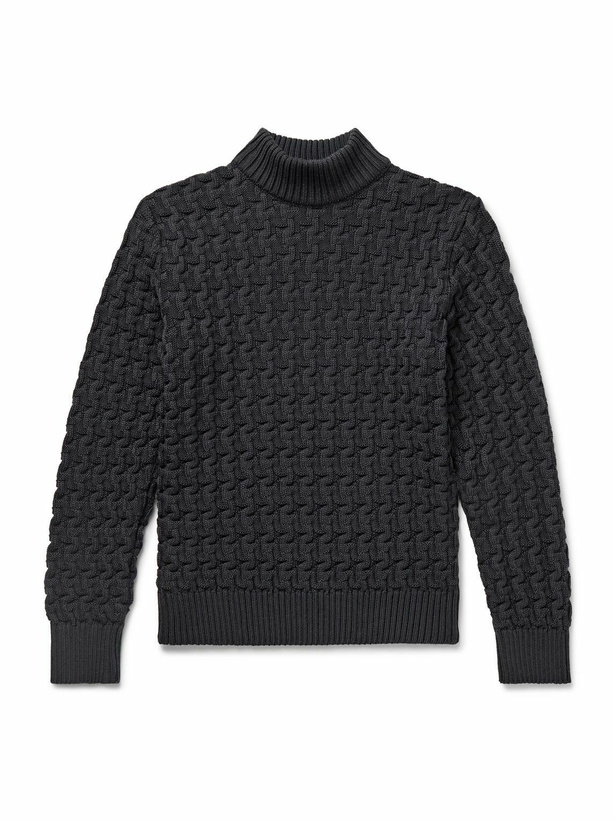 Photo: S.N.S. Herning - Stark Slim-Fit Cable-Knit Merino Wool Sweater - Gray