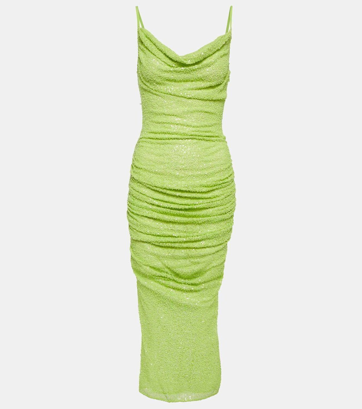 knee length dresses for ladies Blue Rhinestone Mesh Midi Dress
