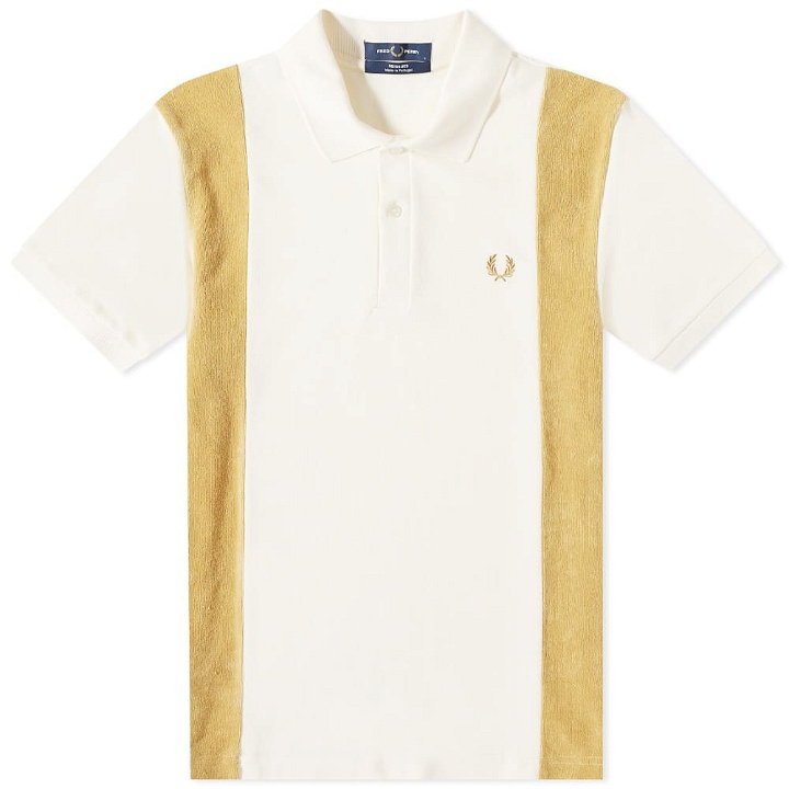 Photo: Fred Perry Men's Towelling Panel Polo Shirt in Ecru