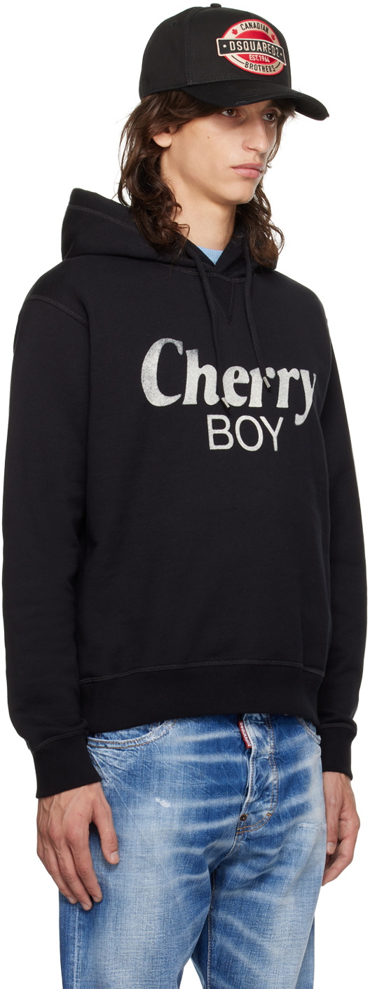 Dsquared2 Black 'Cherry Boy' Cool Fit Hoodie Dsquared2