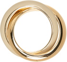 Bottega Veneta Silver & Beige Enamel Interlocked Ring