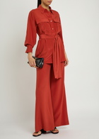 Joseph Yas Belted Silk Shirt Red