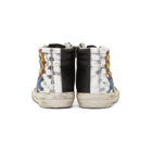 Golden Goose White and Black Grand Prix Sneakers