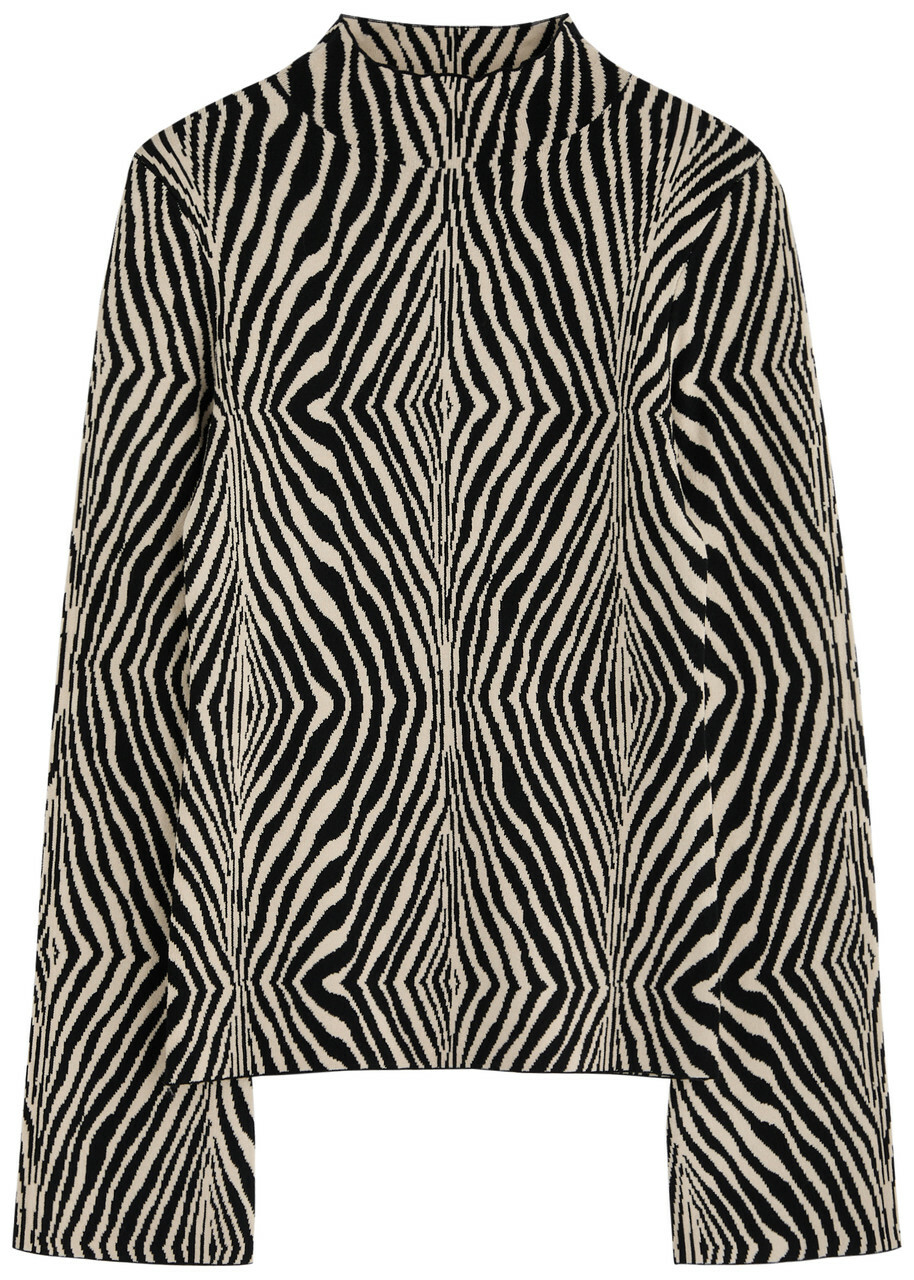 BY Malene Birger Bernie Zebra-intarsia Stretch-knit Jumper Brown