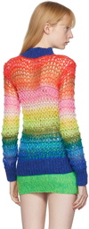 AGR Multicolor Open Knit Crewneck Sweater