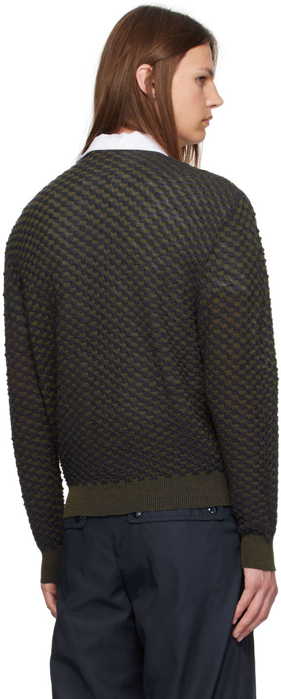 KOZABURO Navy & Green Honeycomb Sweater