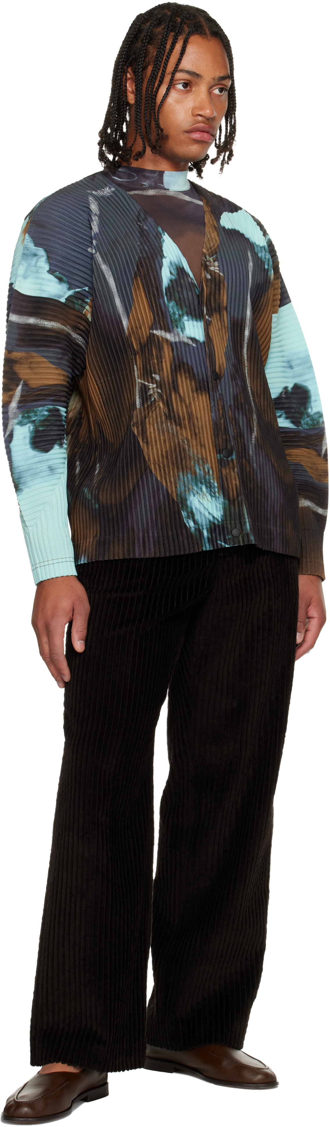 HOMME PLISSÉ ISSEY MIYAKE Blue & Brown Agate Sheer T-shirt Homme