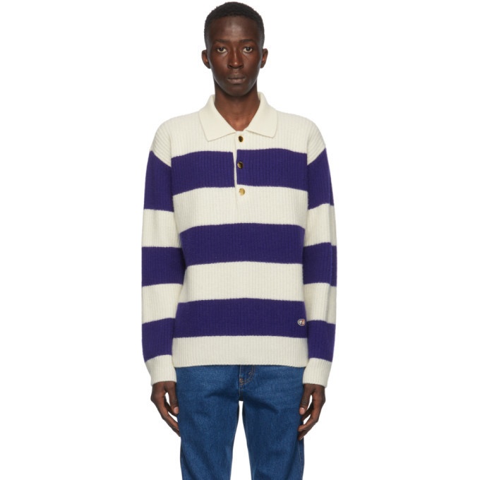 Photo: Gucci Blue and White Wool Polo Sweater