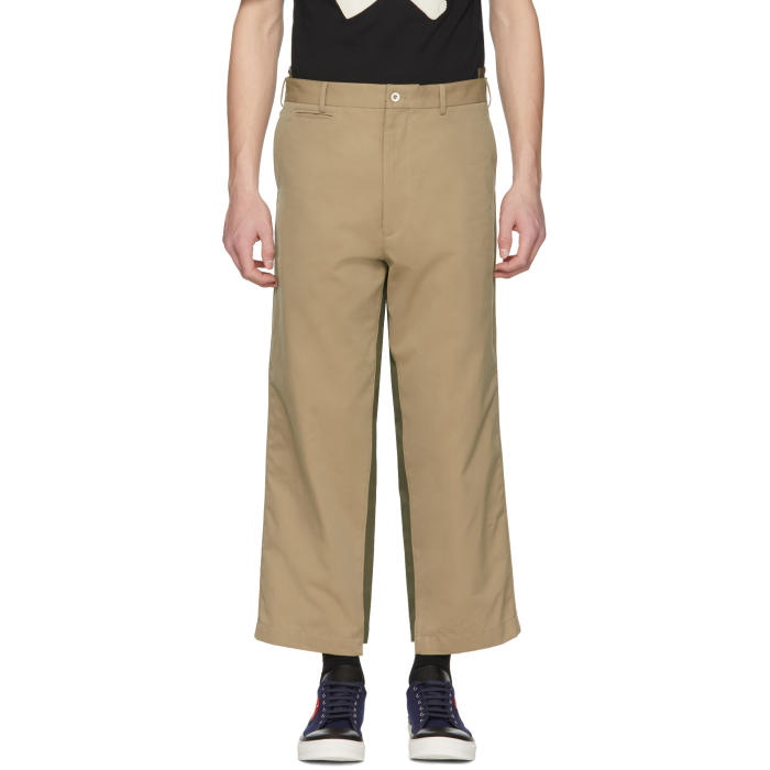 Photo: Alexander McQueen Beige and Khaki Two-Tone Trousers