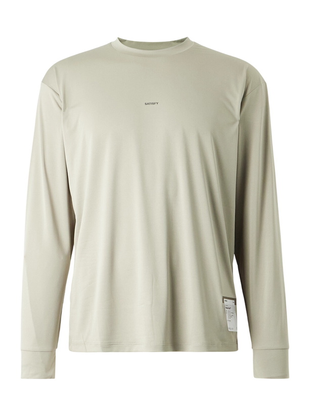 Photo: Satisfy - Logo-Print Recycled AuraLite™ T-Shirt - Brown