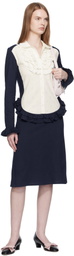 Ashley Williams Navy & White Chan Midi Dress
