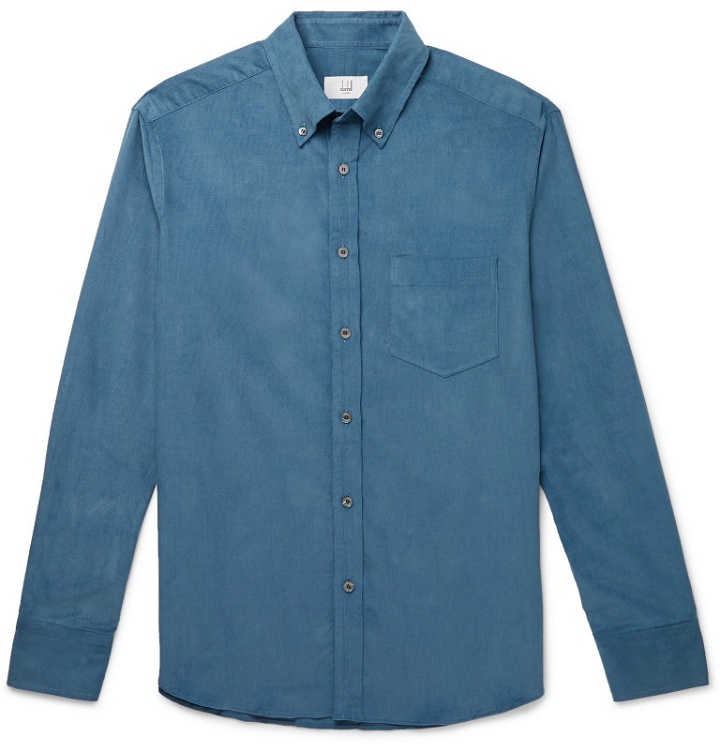 Photo: Dunhill - Button-Down Collar Cotton-Corduroy Shirt - Blue
