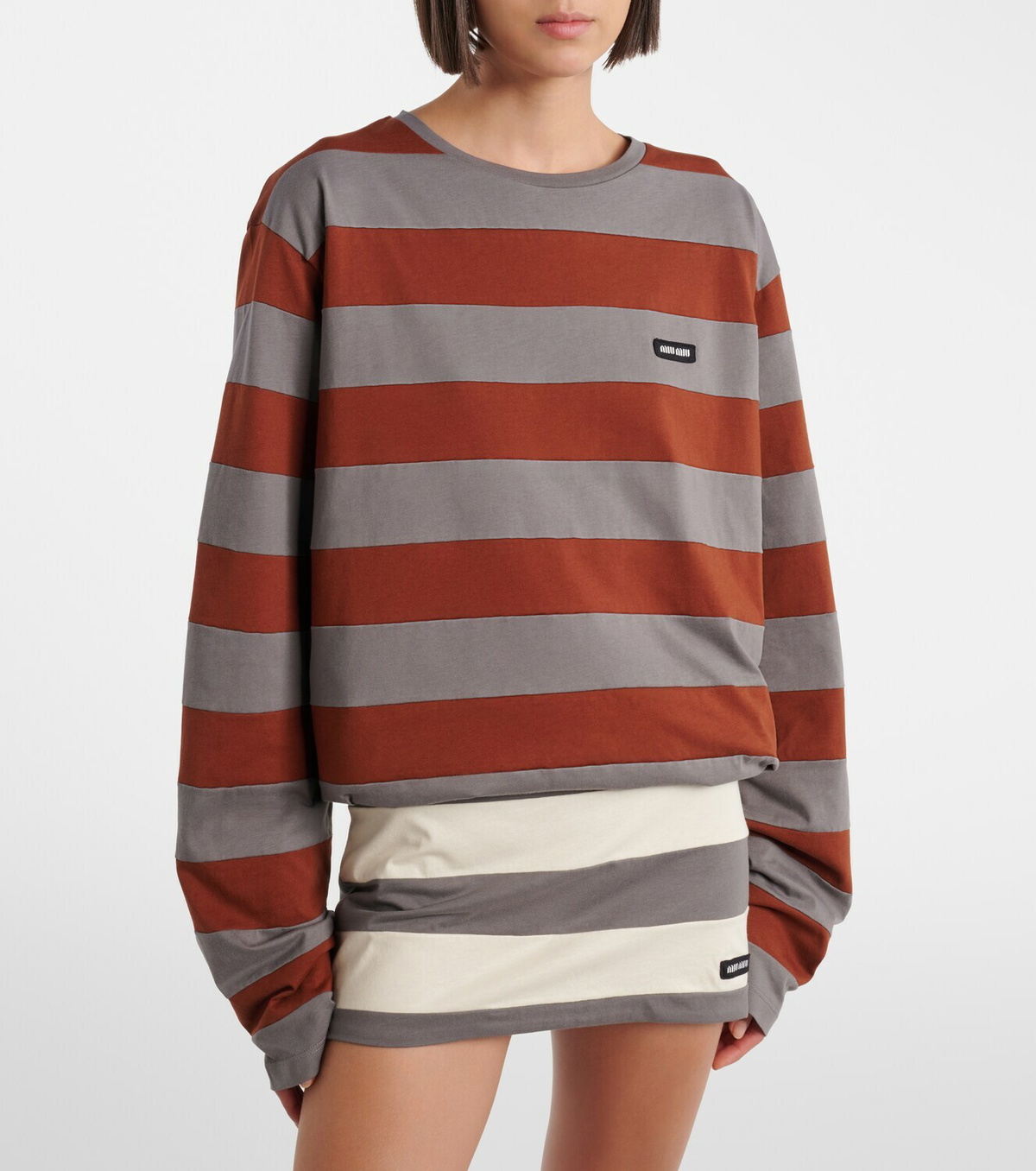 Miu Miu Striped cotton jersey T-shirt