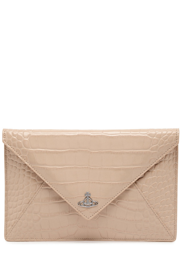 Photo: Vivienne Westwood Envelope Crocodile-effect Patent Leather Clutch - Cream - One Size