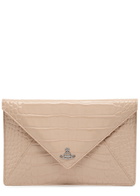 Vivienne Westwood Envelope Crocodile-effect Patent Leather Clutch - Cream - One Size