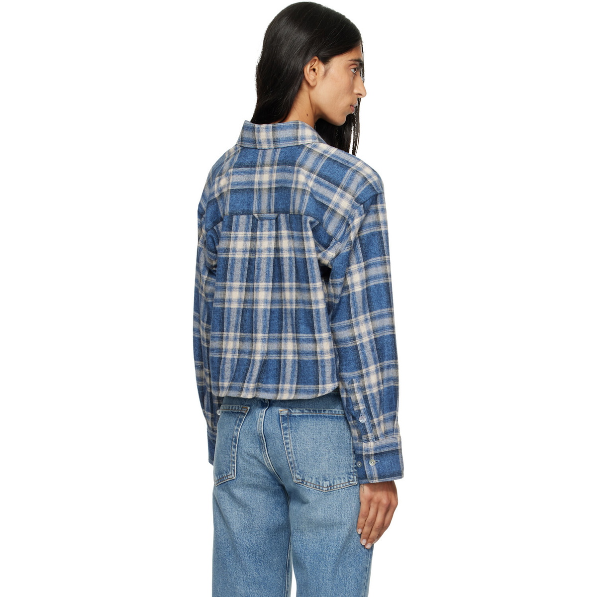 Citizens of Humanity Navy & Off-White Ana Cropped Shirt
