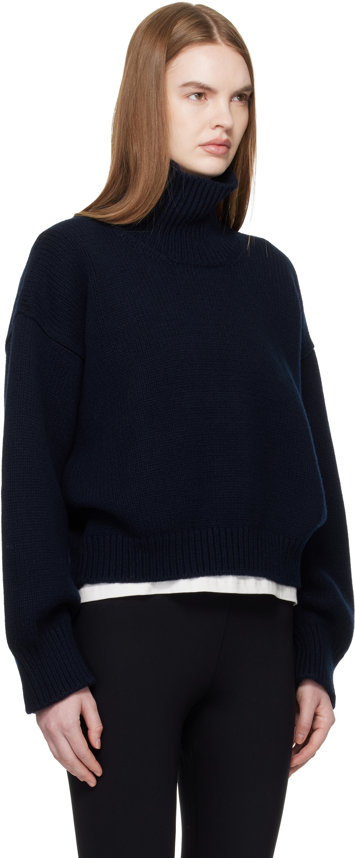 &Daughter Navy Caragh Crop Turtleneck