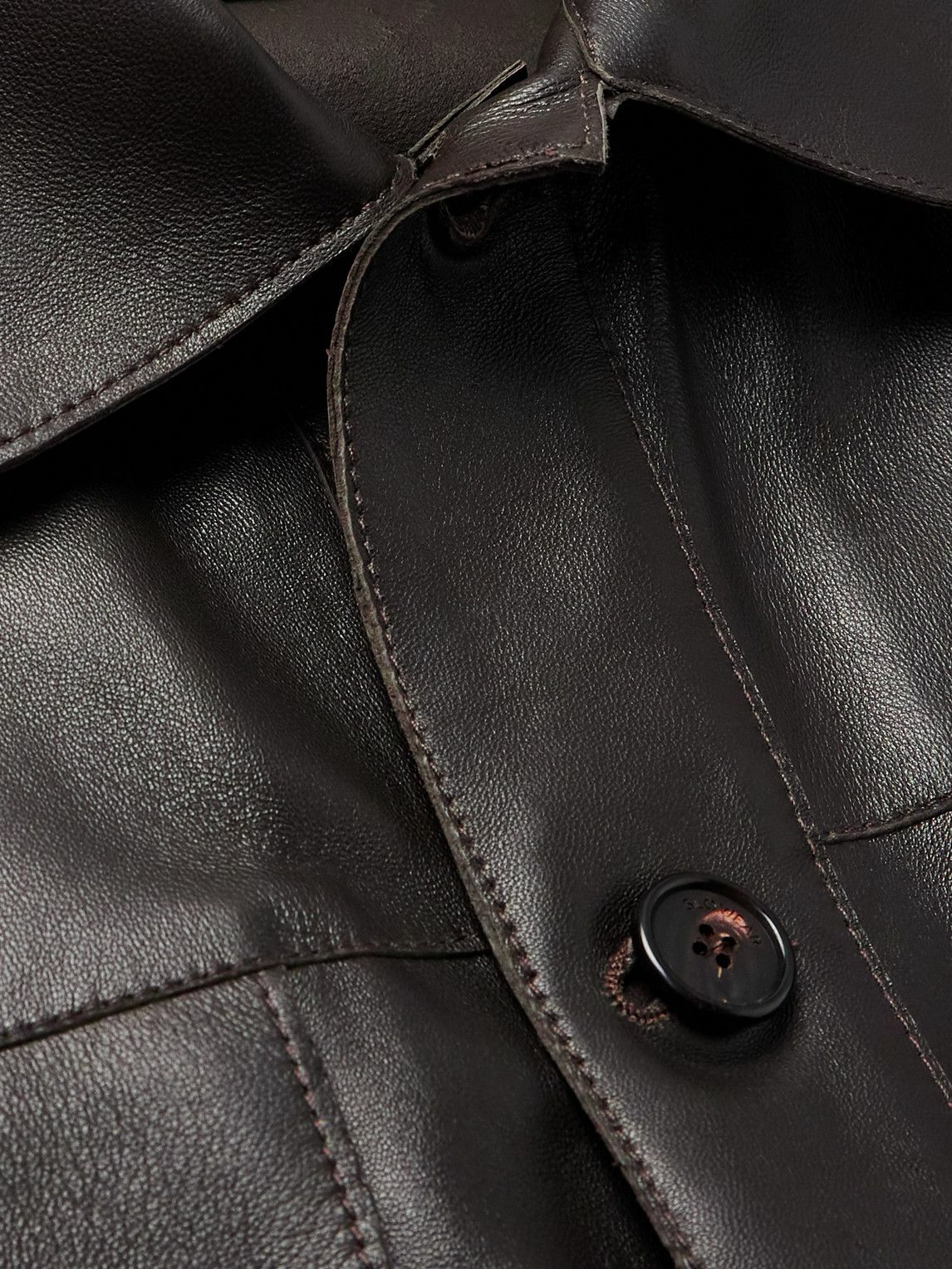 Incotex - Montedoro Leather Overshirt - Brown