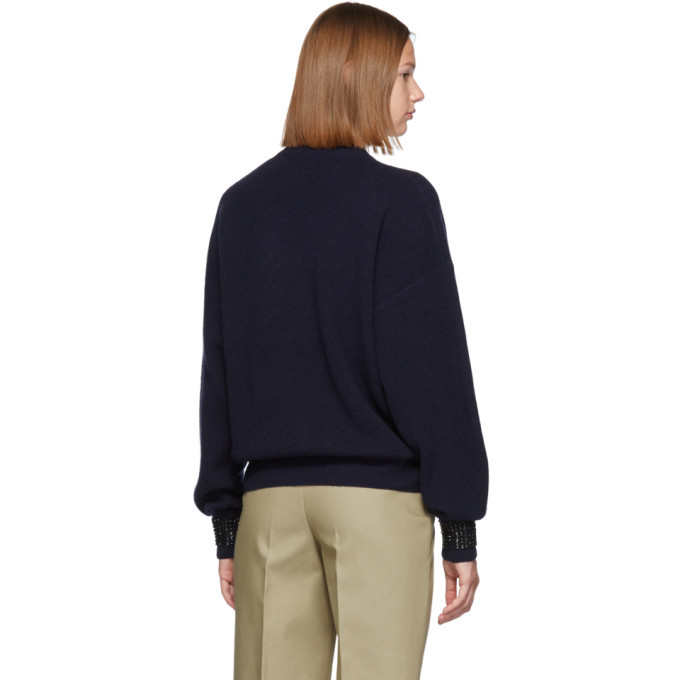 Alexander Wang Navy Crystal Cuff Sweater Alexander Wang