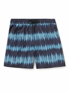 A.P.C. - Straight-Leg Mid-Length Striped Printed Swim Shorts - Blue