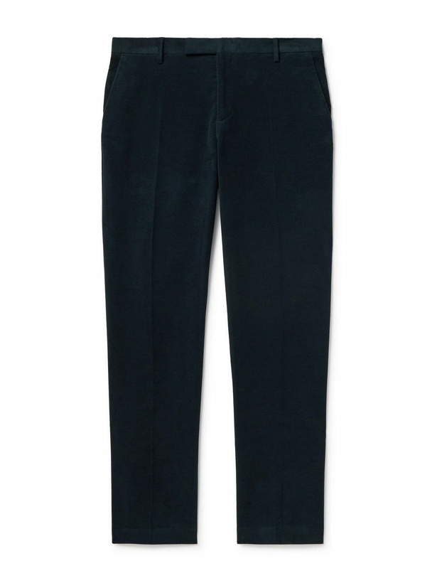 Photo: Sunspel - Straight-Leg Cotton-Blend Moleskin Trousers - Blue