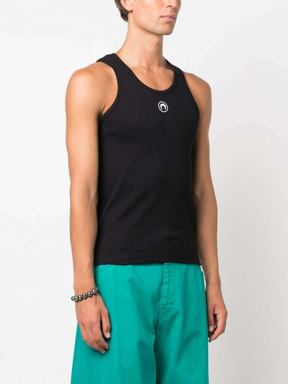 MARINE SERRE - Logo Ribbed Organic Cotton Tank Top Marine Serre