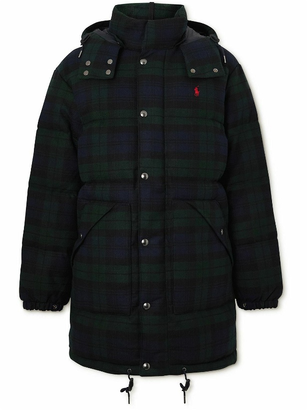 Photo: Polo Ralph Lauren - Quilted Checked Wool-Blend Hooded Down Jacket - Blue