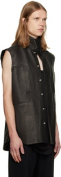 Rick Owens Black Tower SL Leather Outershirt