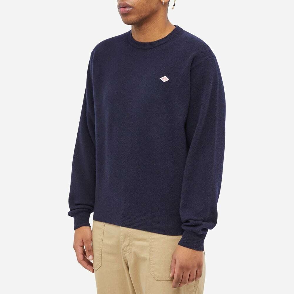 Danton Men's Logo Lambswool Crew Knit in Navy Danton