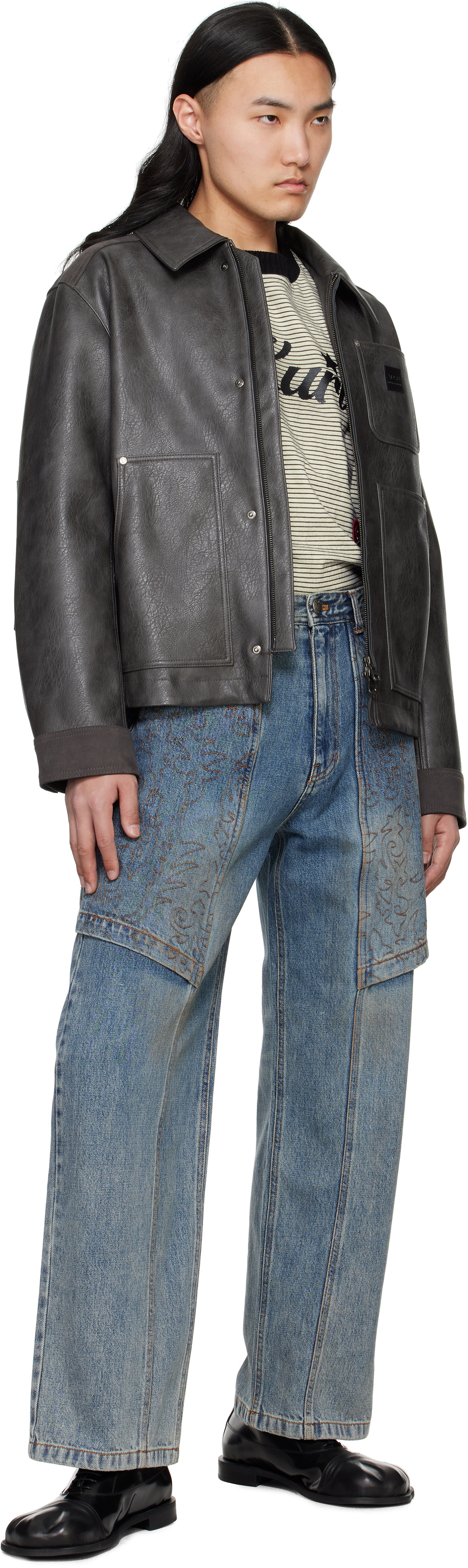 Andersson Bell Gray Carpenter Faux-Leather Jacket