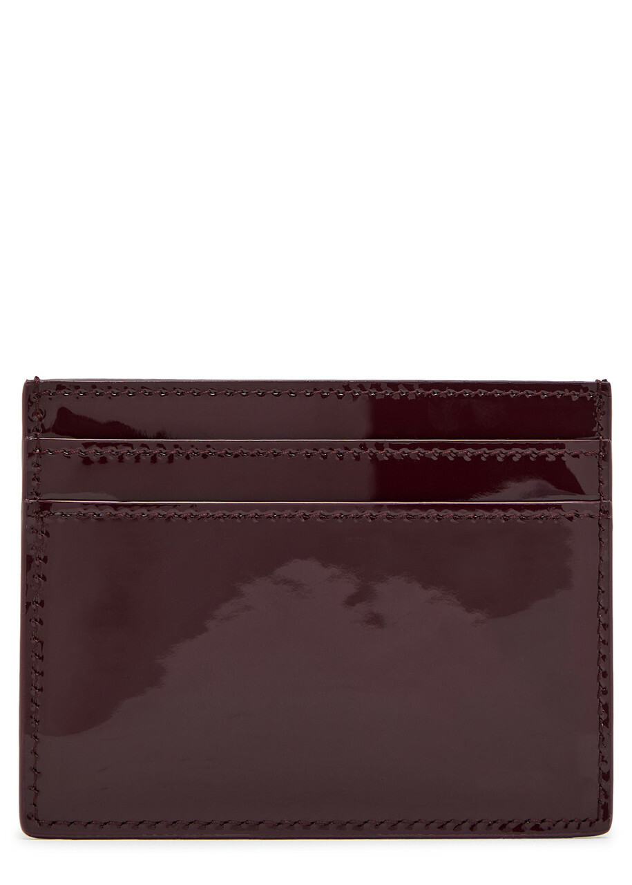 Saint Laurent Patent Leather Card Holder - Burgundy - One Size