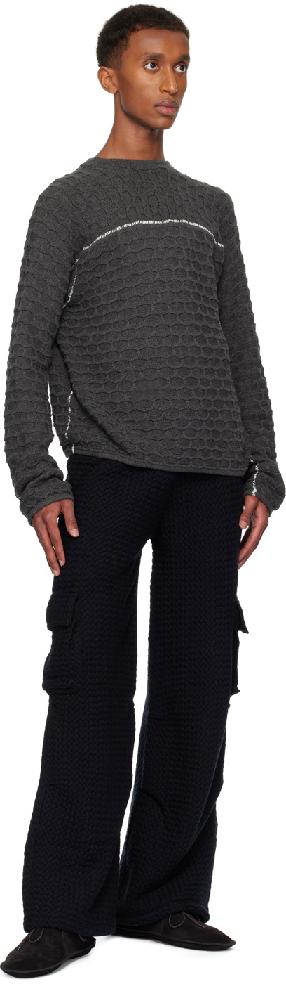 Isa Boulder SSENSE Exclusive Gray Hexagon Sweater Isa Boulder