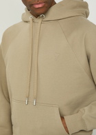 Ami Paris Logo-embroidered Hooded Cotton Sweatshirt Beige