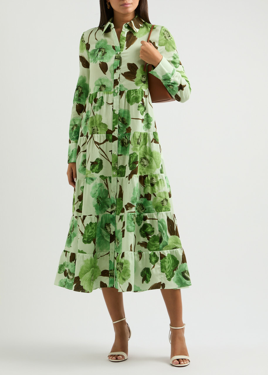 Erdem Floral-print Cotton Midi Shirt Dress Multi Floral Erdem