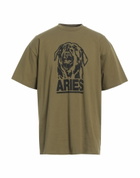 Aries Mens T-shirt Military in Green