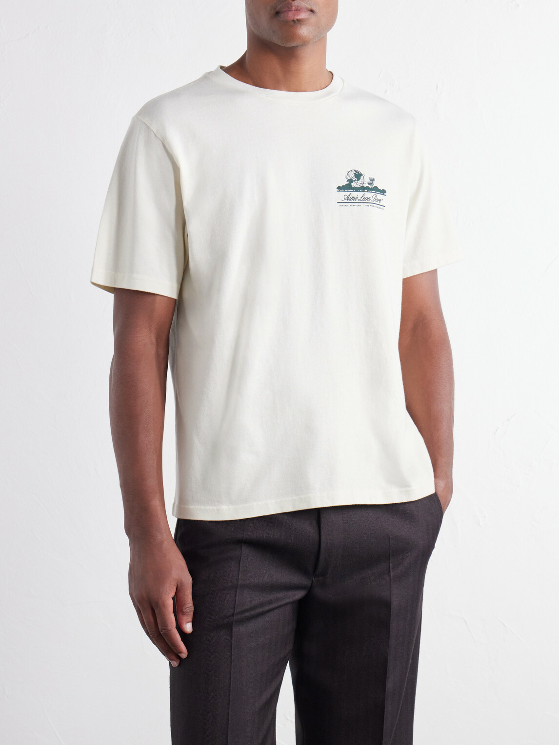 Aimé Leon Dore - Unisphere Logo-Print Cotton-Jersey T-Shirt - Neutrals